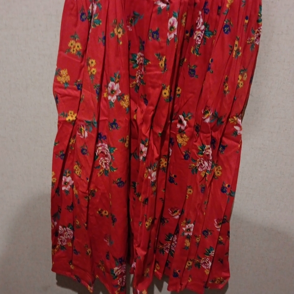 Vintage 90s Liz Claiborne Size 4 Dress Floral Midi Red Floral Cap Sleeve Cotton - Picture 3 of 4